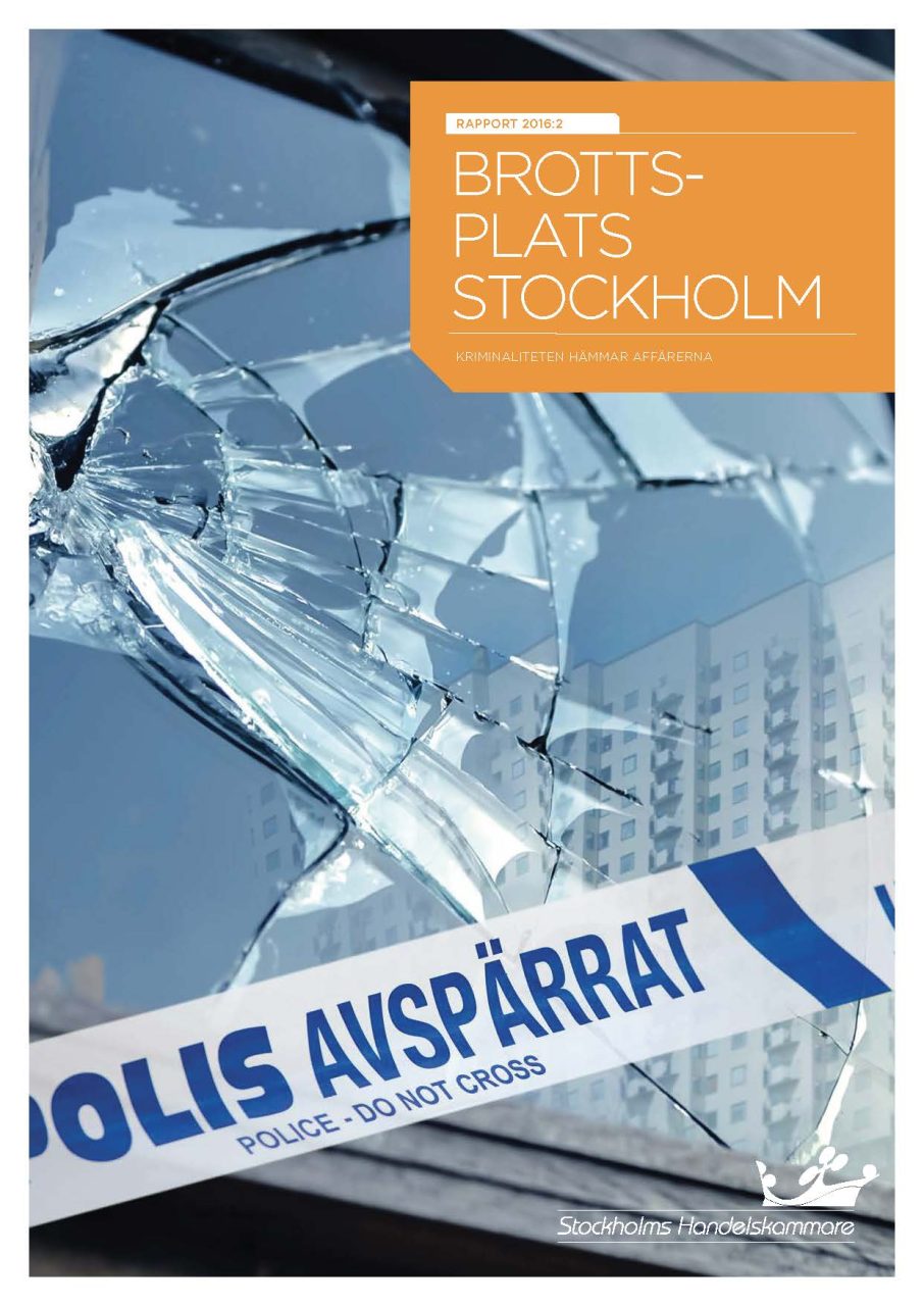 Rapportframsida på krossad ruta och polisavspärrning