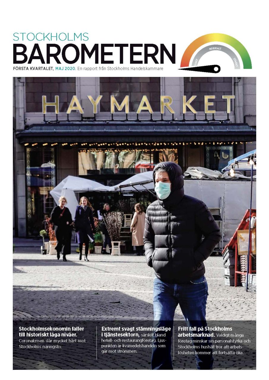 Rapportframsida på person med ansiktsmask