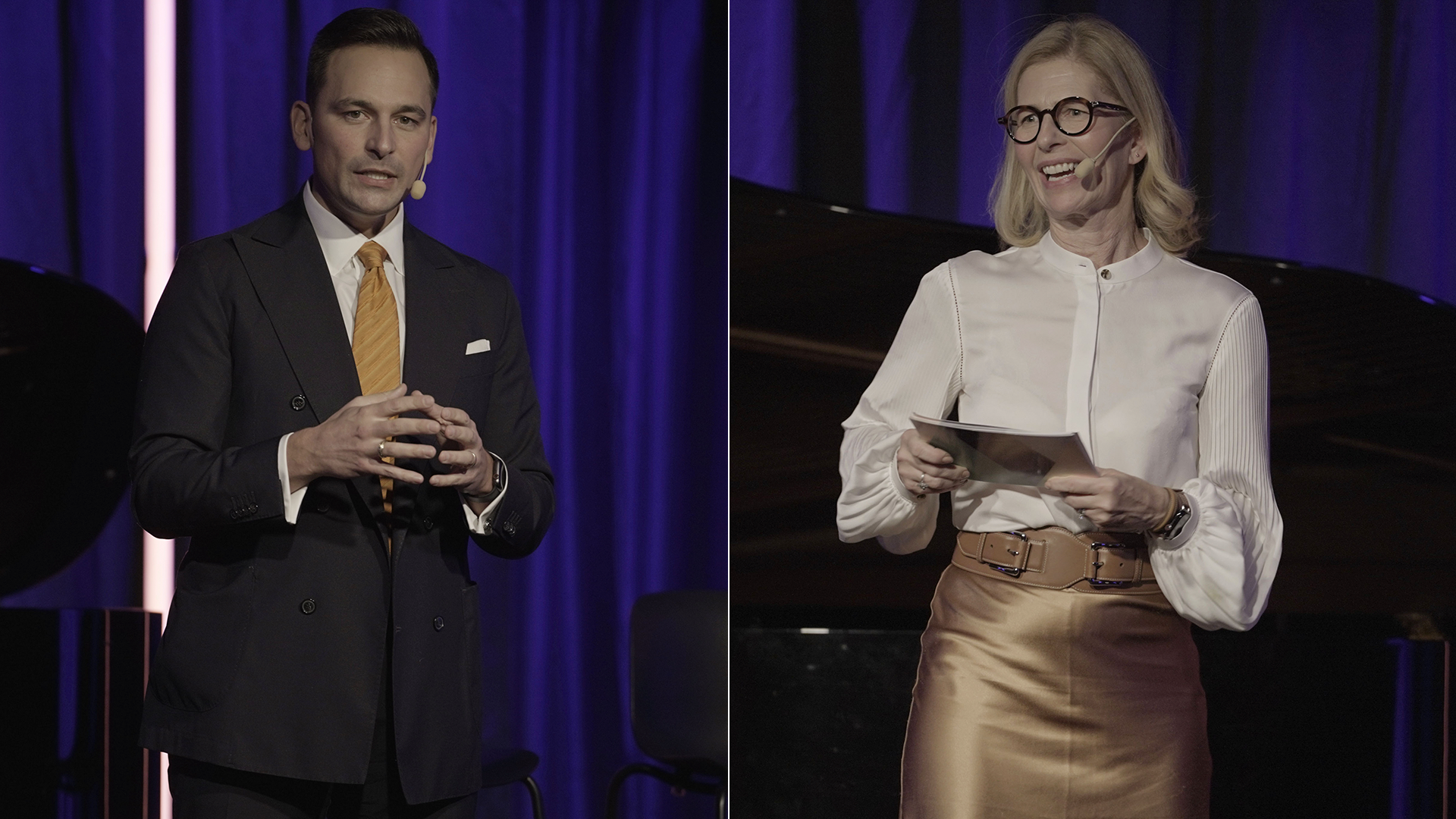 vAndreas Hatzigeorgiou och Mia Brunell Livfors under Stockholms Handelskammares julmöte 2022