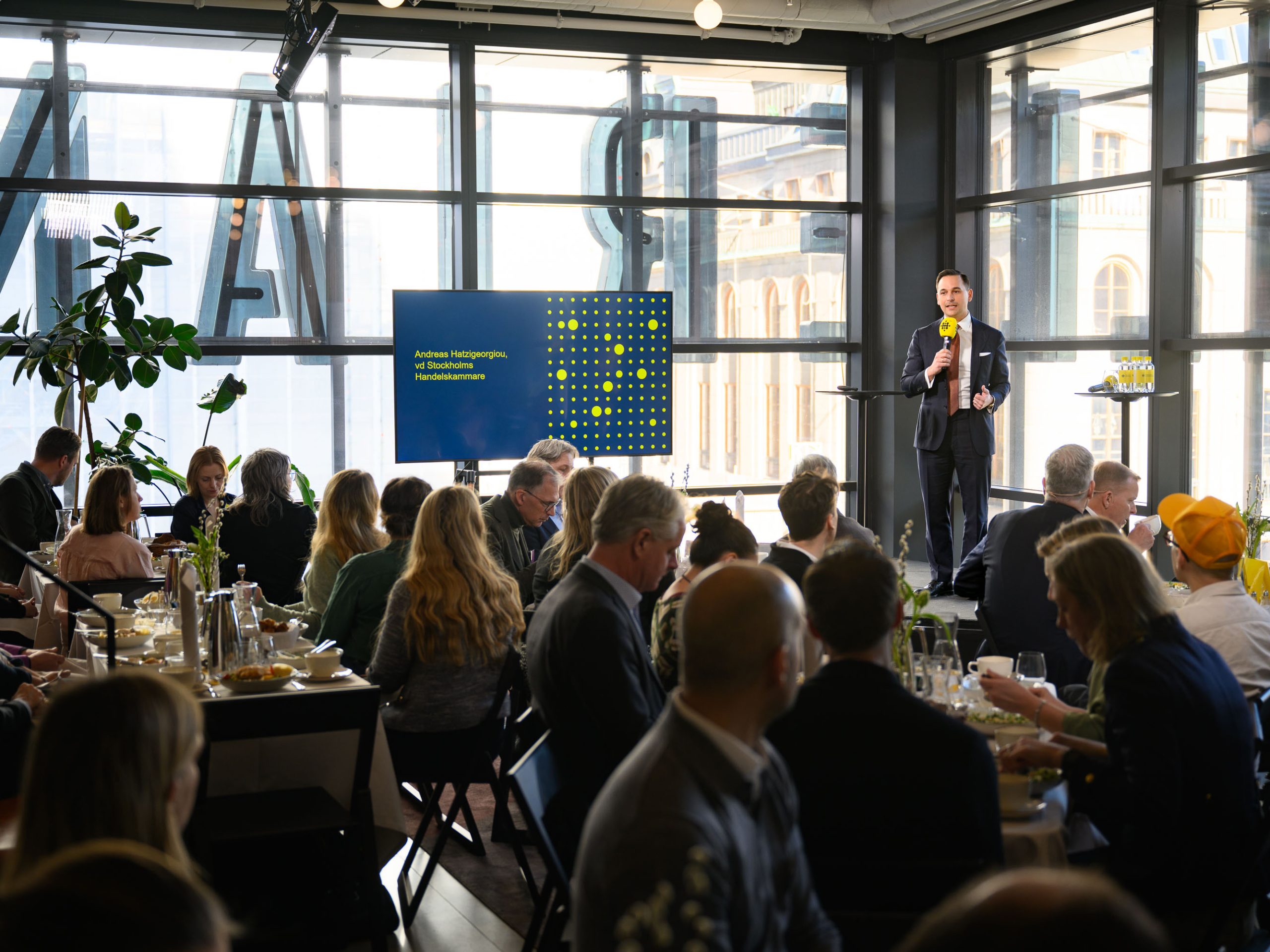 Under lunchsamtalet ”Ett Stockholm” inledningstalade Andreas Hatzigeorgiou, vd på Stockholms Handelskammare.
