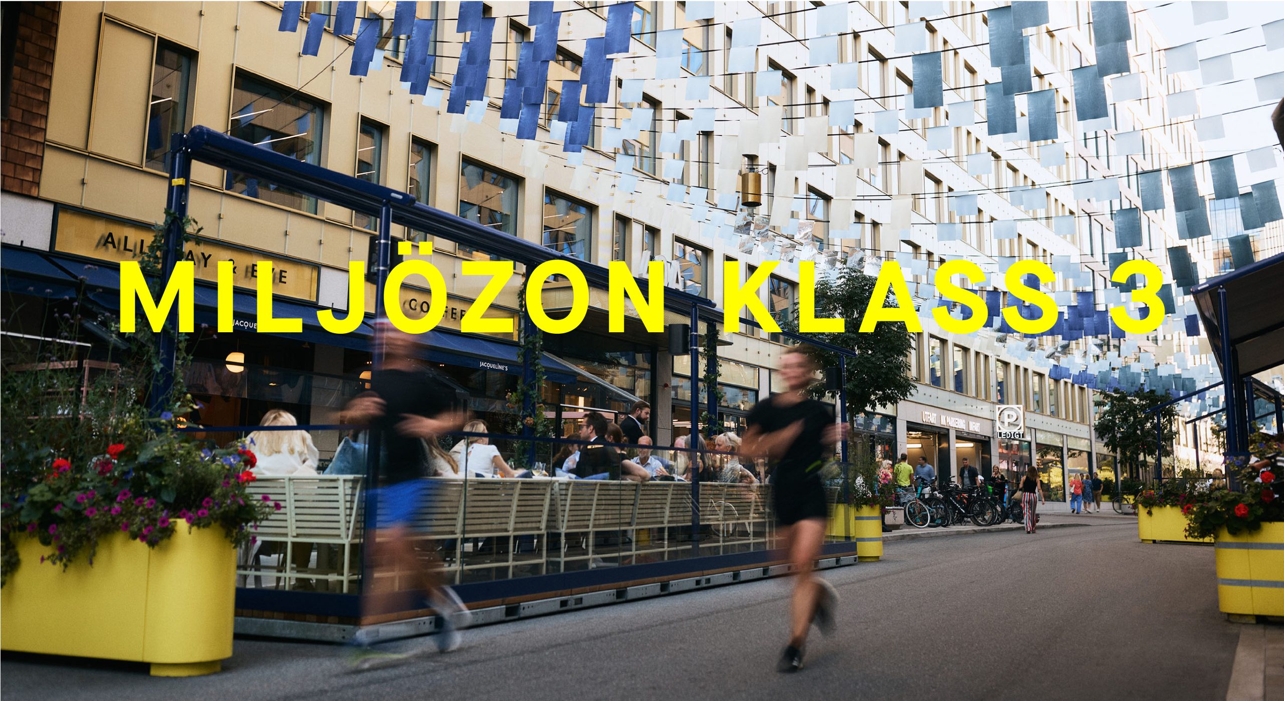 Bild på centrala Stockholm med texten Miljözon klass 3